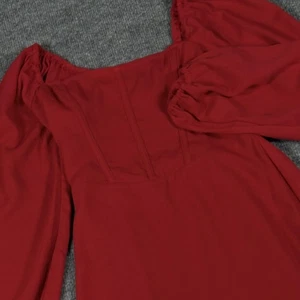 Hollister Tunic Dress XS Red LS Smocked Mini Puff Sleeve Romantic Party NWT - Picture 1 of 16