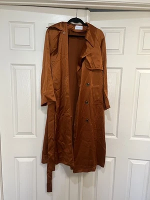 Gabardina Lattelier Doble Pecho Naranja Quemado Acetato Seda Talla XS Foto 1 de 4