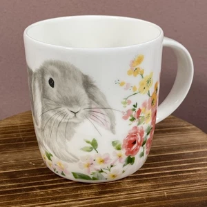 Laura Ashley Bone China Coffee/Tea Mug Floral Grey Rabbit - Picture 1 of 5