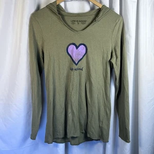 Life is Good Hoodie klein grün Herz Life Is Good Wandern Outdoor Sommer neu mit Etikett - Bild 1 von 10