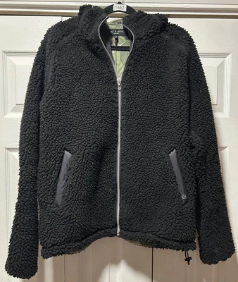 Rag & Bone Phantom Fleece Sherpa Tactic Jacket Mens Med Black Hooded Camo Lined - Image 1 of 4