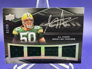 AJ HAWK 2009 Upper Deck Black Quad Jersey Autograph #44/75 (#1 PQ-AH) - Packers - Bild 1 von 2