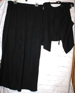 Shein Curve Women's Black 2-Piece Set Wide Leg Pants & Sleeveless Tie Top 2XL - Picture 1 of 6