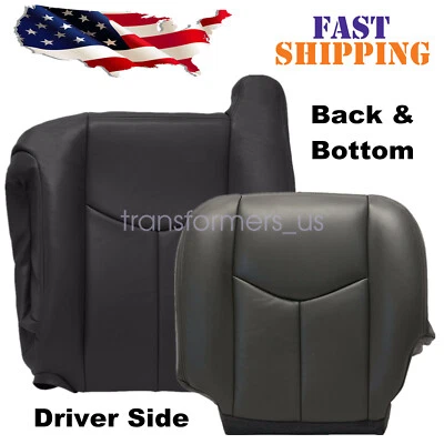 Cubierta de asiento de cuero gris oscuro para Chevy Silverado GMC Sierra 2003 2004 2005 2006 Foto 1 de 4