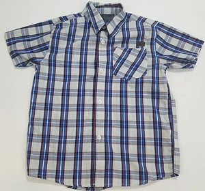 Lee Boys Shirt Button Front Short Sleeve Plaid Blue Size 7 - Picture 1 of 9