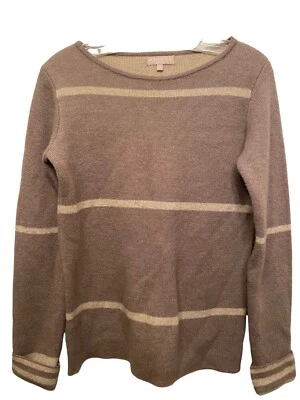 Suéter Pullover Benedetta B Talla M Para Mujer Tostado Crema Rayas Lana Cachemira Foto 1 de 4