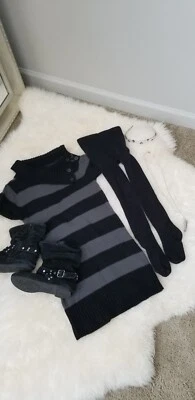 Vestido suéter para niña talla 6X con botas negras, diadema y caleidoscopio... Foto 1 de 4