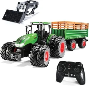 Set Camion e Rimorchio Telecomando RC Bambini Trattore Fattoria Camion Giocattolo Bambino Fattoria - Foto 1 di 9