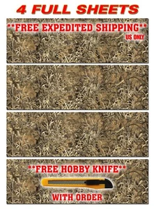 4 GLOSSY CAMOUFLAGE VINYL DECAL 52" x 16" TRUCK WRAP TREE PRINT DUCK CAMO GRASS - Picture 1 of 8
