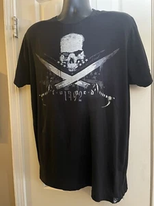 Camiseta Para Hombre "Forged" XL Negra Calavera ~ Espadas/1492 Gráfica Marina de los Estados Unidos Sellos Patriótica - Imagen 1 de 7