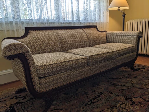 Duncan Phife Vintage carved mahogany claw foot Sofa Cover