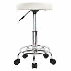 Kktoner Pu Leather Round Rolling Stool With Foot Rest Swivel Height Adjustment T