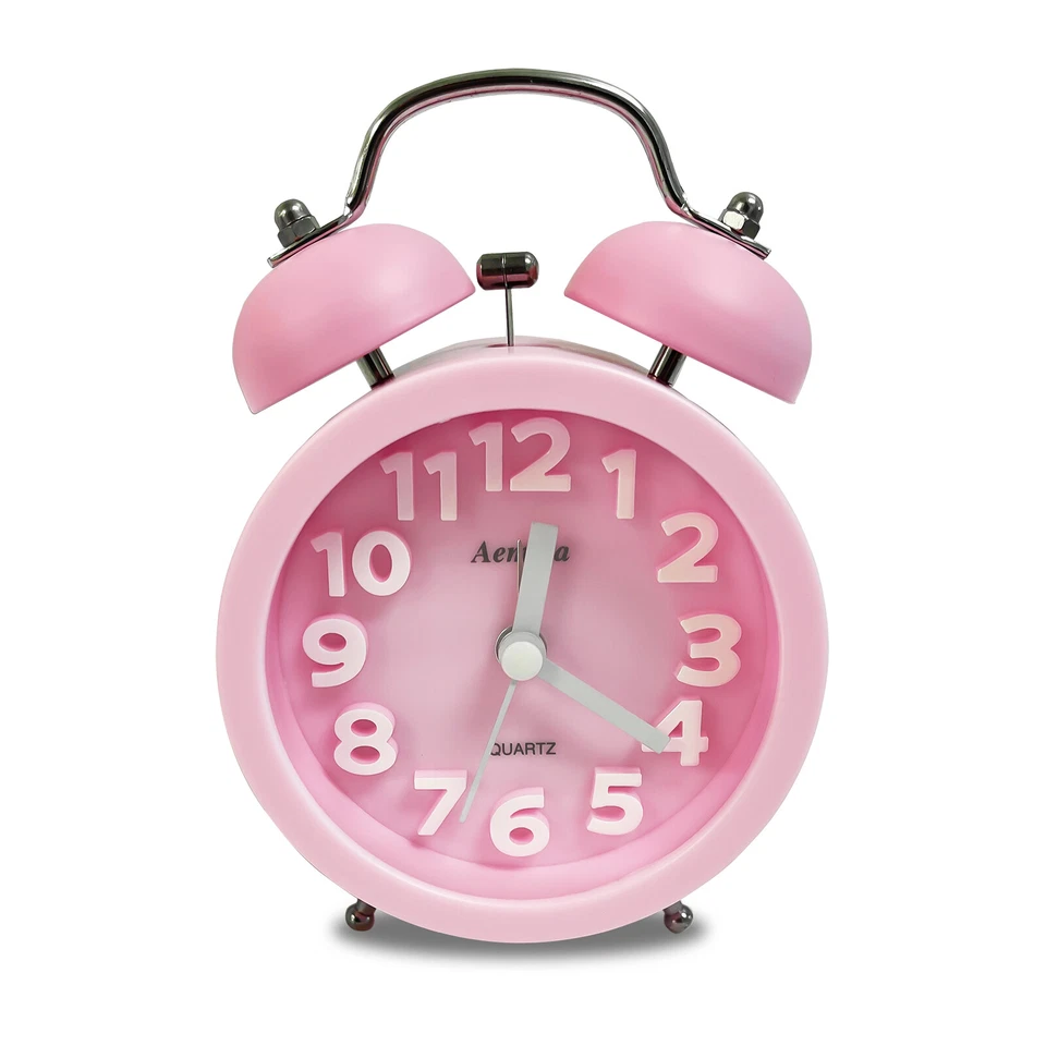 Newpowa 4inches Twin Bell Alarm Clock Small Battery AA Operated Analogock  Alarm - Image 1 of 1