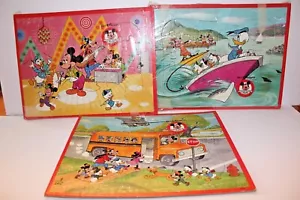 Lot 3 Vtg Puzzles Walt Disney DONALD DUCK INLAID Mickey Mouse Club 14 x 11 - Picture 1 of 7