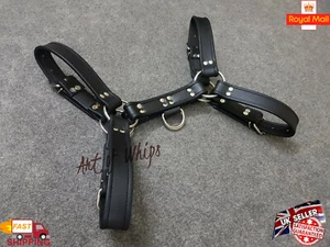 MEN LEATHER ADJUSTABLE CHEST STRAP HALF HARNESS CLUB-WEAR COSTUME COLOUR OPTION - Picture 1 of 17