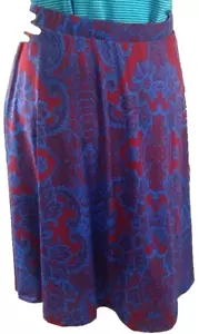 Gilli Damen Rock blau/dunkelrot Muster Stretch Strick gefüttert Gr. M Stichfix - Bild 1 von 10