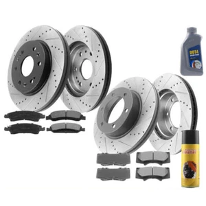 Front Rear Drilled Rotors Brake pads For 07 - 14 Escalade Tahoe Yukon XL 1500 - Foto 1 di 8