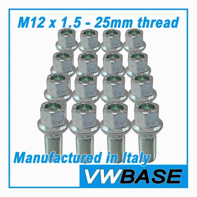 for Skoda Favorit Wheel Nuts Bolts 17mm M12 x 1.5 25mm Thread Radius Stud x 16 - Image 1 of 4