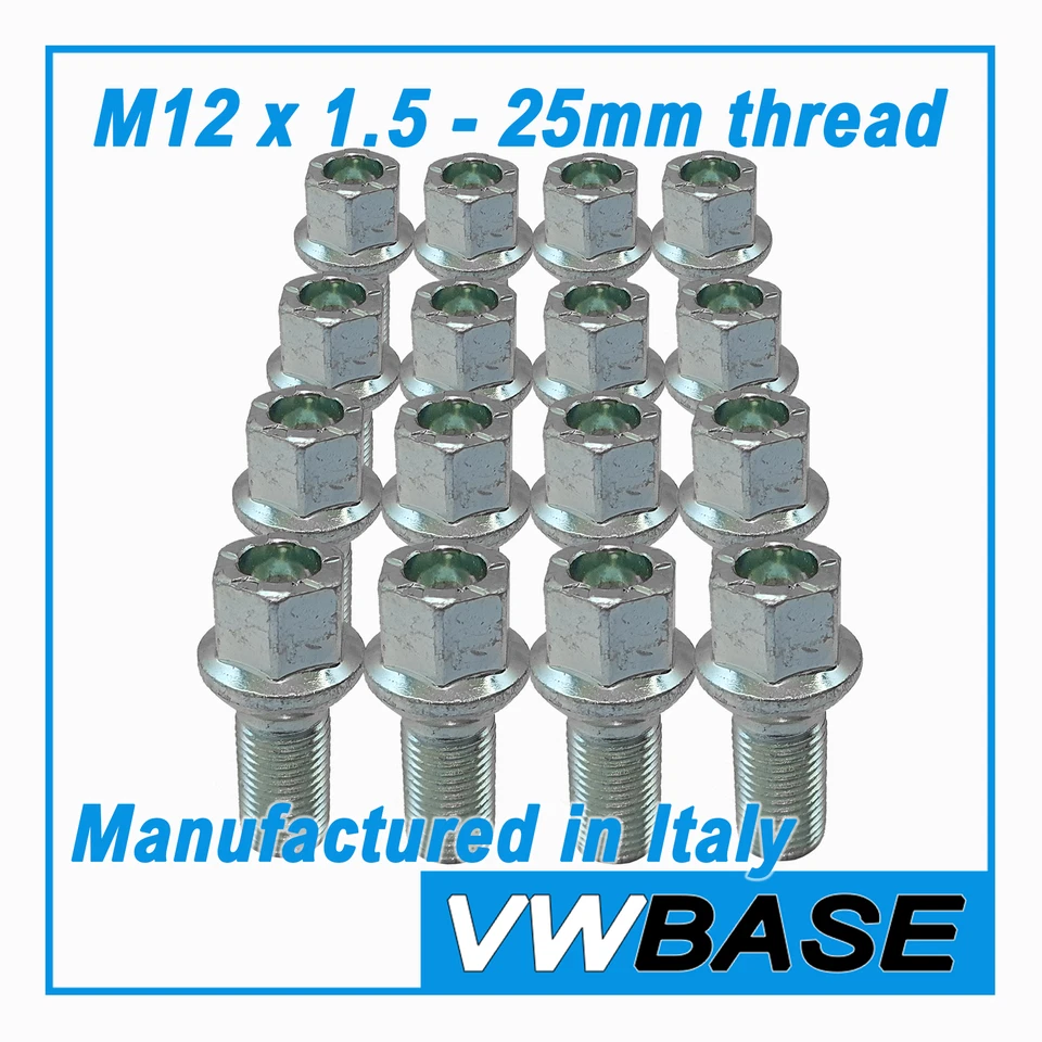 for Skoda Favorit Wheel Nuts Bolts 17mm M12 x 1.5 25mm Thread Radius Stud x 16 - Image 1 of 4