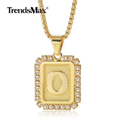 New Gold Plated Initial Letter Pendant Bling Clear CZ Square Charm Only 22*26mm - Image 1 of 4