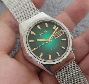 RARO OROLOGIO VINTAGE CITIZEN LEOPARD 28800 QUADRANTE VERDE AUTOMATICO 26 JEWELS GENT - Foto 1 di 15