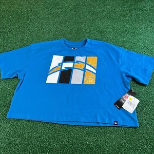 Los Angeles Chargers Graphic Tee New Era NFL Team Crop Shirt Blue Womens Large - Picture 1 of 9