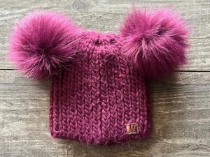 Justice Girls Hat Burgundy Pom Pom One Size OSFA - Picture 1 of 3