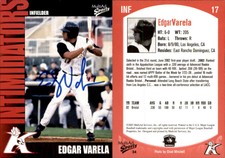 Edgar Varela Signed 2003 MultiAd Kannapolis Intimidators #34 Card Auto