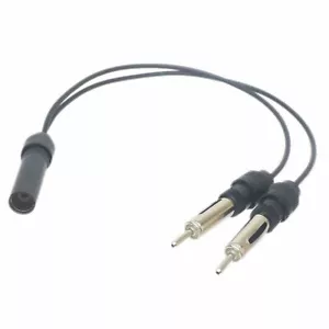 Car Radio stereo DIN Aerial antenna splitter Y adapter cable 1 female to 2 male - Picture 1 of 4