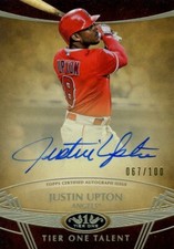 Justin Upton 2019 Topps Tier One Talent 067/100 Certified Autograph Auto Card