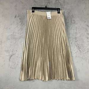 Gonna midi H&M donna grande oro plissettata metallizzata raso coltello plissettato glam chic - Foto 1 di 6