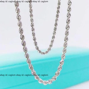 Reine PT950 Platin 950 Kette Glück 2,2 mm Twist Seil Halskette 13 g 18,9 Zoll - Bild 1 von 8