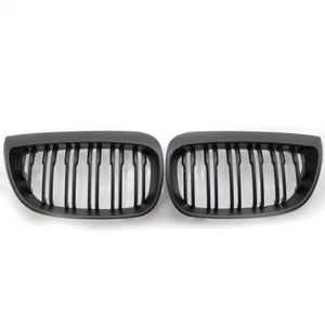 2* Matte Black Dual Slat Front Grille for BMW E81 E87 E88 1 Series 2004-2007 05 - Picture 1 of 5