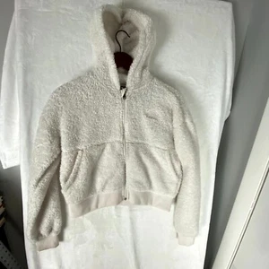 The North Face Suave Oso Fleece Jacket Teen Girls XL (14/16) White Hood Full Zip - Picture 1 of 13