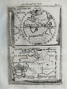 Östliche Hemisphäre Frankreich - Original Karte Mallet - 1718 - Bild 1 von 2