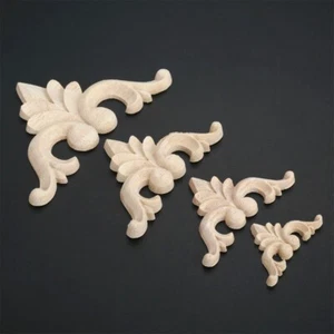 Natural Onlay Applique Wood Carved Flower Decal Furniture Mirror Window Decor - Picture 1 of 44