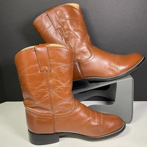 Justin Stiefel - Größe 5 D - braunes Leder - kurze Cowboy Westernstiefel - Bild 1 von 10