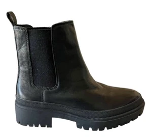 Lucky Brand NEW Ellerey Black Chelsea Leather Combat Boots Size 7.5 New - Picture 1 of 12