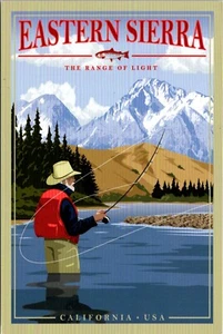 Vintage Postkarte Eastern Sierra Range of Light Fishing California Mono Basin - Bild 1 von 2