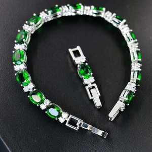 Handmade Mix Color Green Citrine Topaz Gemstone Silver Charm Chain Bracelets New - Picture 1 of 6