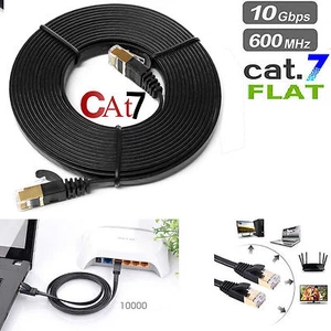 RJ45 Cat7 Ethernet Network LAN Cable Gold Plated Ultra-thin Flat Patch Lead Lot - Picture 1 of 12
