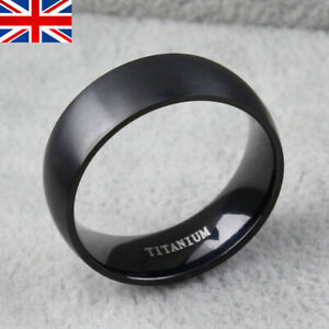 8MM Men's Titanium Steel Ring Wedding Engagement Anniversary Black Band Size6-13
