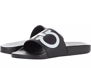 SALVATORE FERRAGAMO Ranura Slide Nero/Malvavisco TALLA 7M EE. UU. HECHO EN ITALIA - Imagen 1 de 1