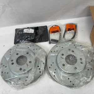 BMW E36 E46 E85 318i 328i Z4 Front Slotted Rotors Ceramic Pads Sensors 1181338 - Picture 1 of 12