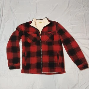 Cabela’s Men’s Sherpa Lined Red & Black Buffalo Plaid Heavyweight Jacket L Tall - Picture 1 of 14