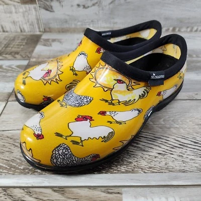 Zapato sin cordones Sloggers para mujer pollo gallina amarillo impermeable lluvia y jardín mula talla 7 Foto 1 de 4