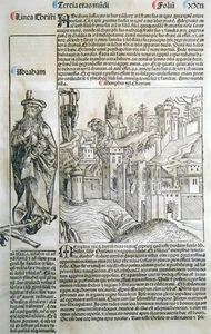 Holzschnitt, Kairo , H. Schedel, Weltchronik, 1493, M. Wolgemut, Abraham Isaak - Bild 1 von 7