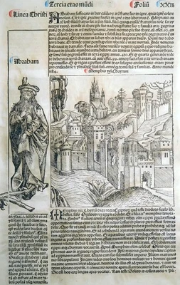 Holzschnitt, Kairo , H. Schedel, Weltchronik, 1493, M. Wolgemut, Abraham Isaak - Bild 1 von 4