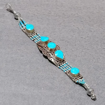 Тибетская бирюза ручной работы богемное заявление ювелирных изделий непальский браслет 7 «SR 3363 - Изображение 1 из 4