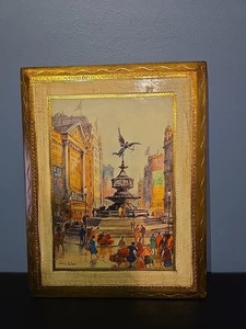 Ellis Silas Piccadilly Circus Decoupage sobre tablero de madera 9”x7” fuente Shaftesbury - Imagen 1 de 11